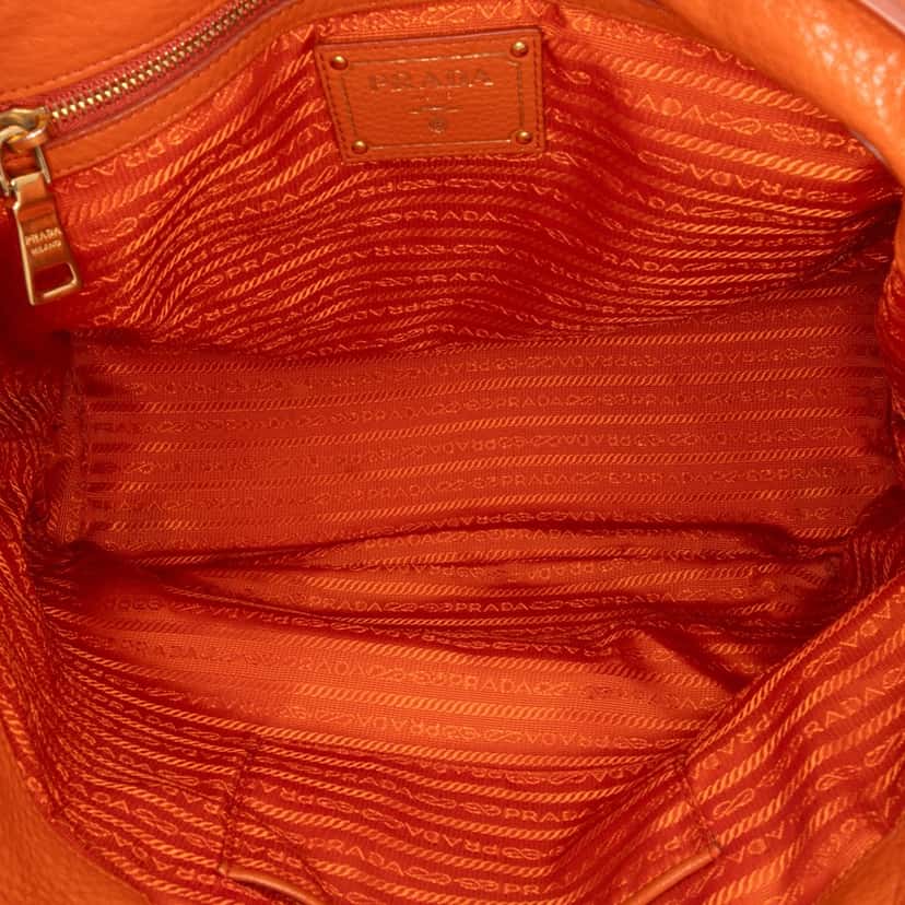 Prada Vitello Daino Open Convertible Tote Orange Leather Good condition - Model View