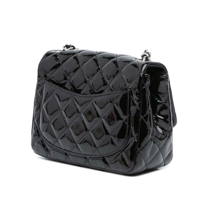 Chanel Mini Square Classic Patent Single Flap Black Leather Good condition - Back View