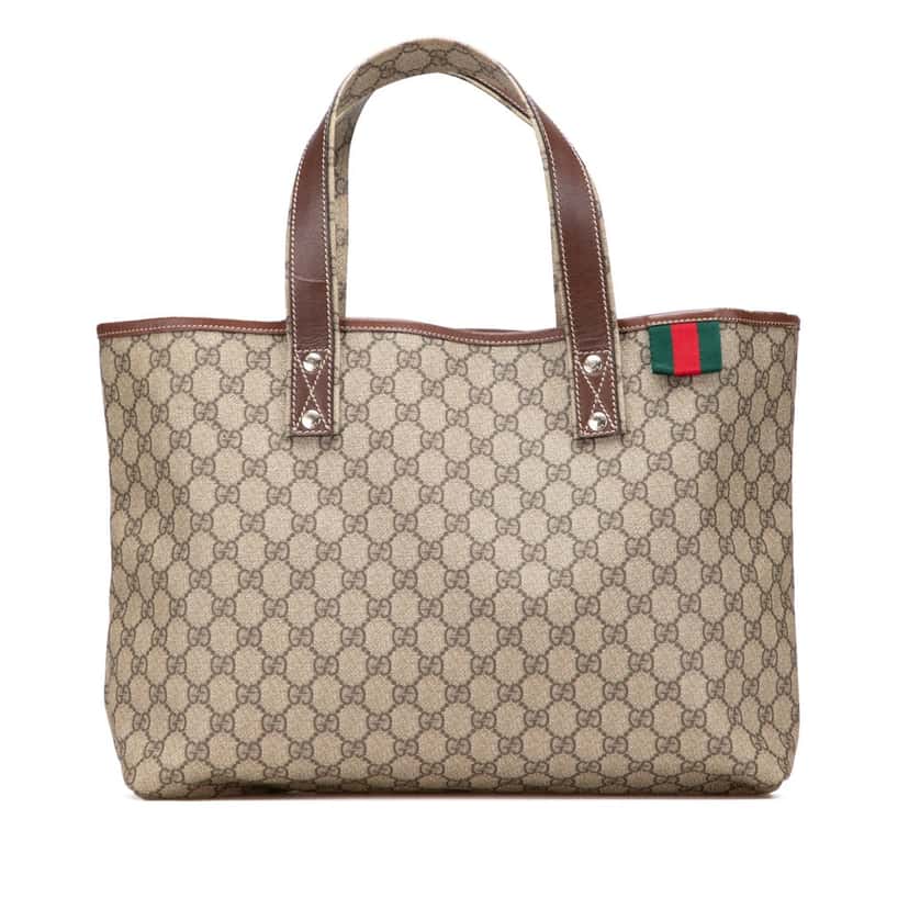 Gucci Medium GG Supreme Web Loop Tote Brown Canvas Good condition - Front View