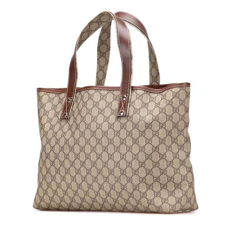 Gucci Medium GG Supreme Web Loop Tote Brown Canvas Good condition - Back View
