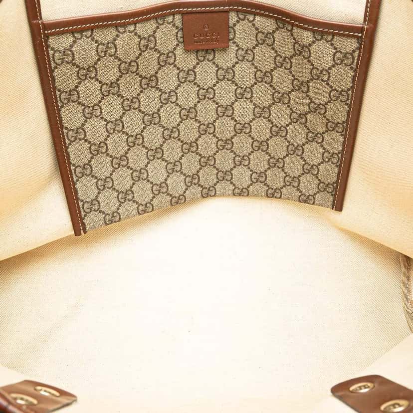 Gucci Medium GG Supreme Web Loop Tote Brown Canvas Good condition - Model View