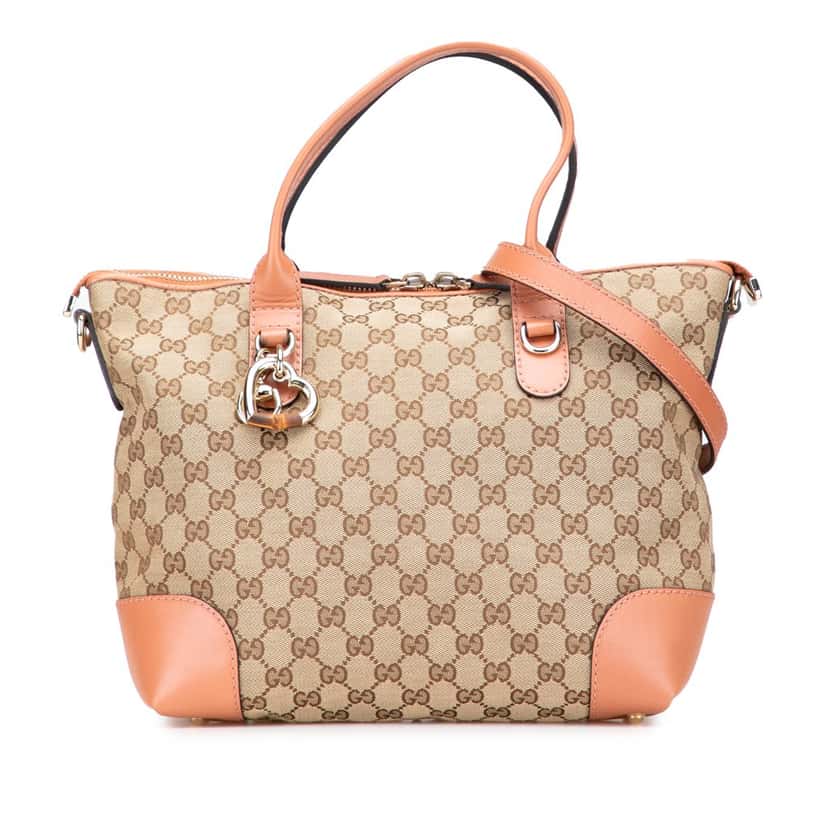 Gucci GG Canvas Heart Bit Satchel Brown Canvas Good condition - Front View
