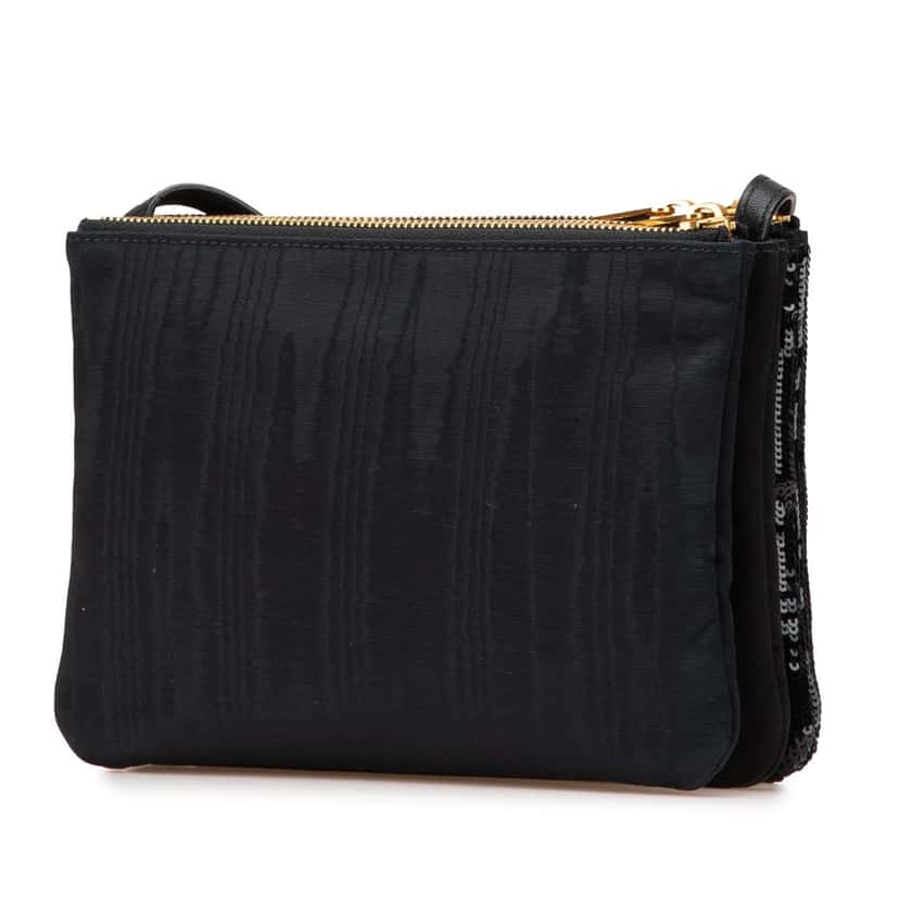 Celine Small Sequin Trio Crossbody Black Polyester Good condition - Back View