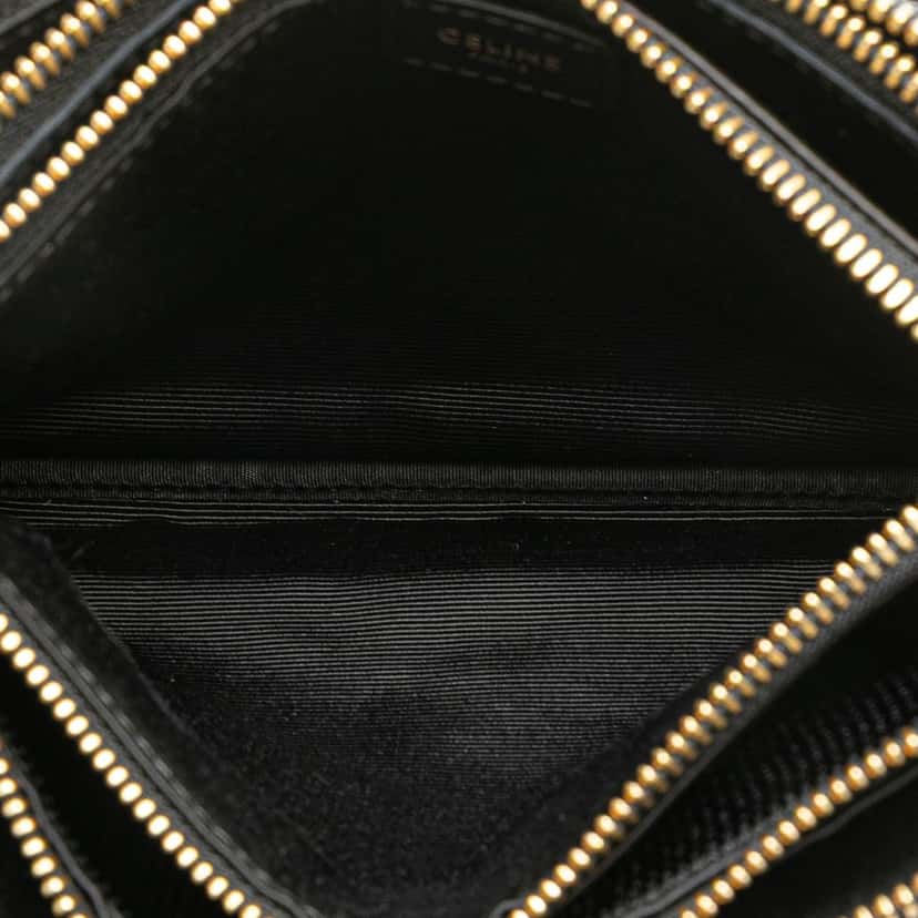 Celine Small Sequin Trio Crossbody Black Polyester Good condition - Model View