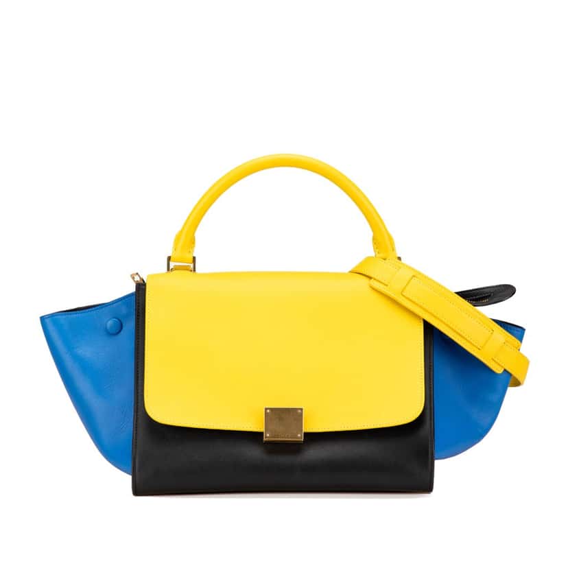 Celine Small Tricolor Leather Trapeze Satchel Black Leather Good condition - Front View