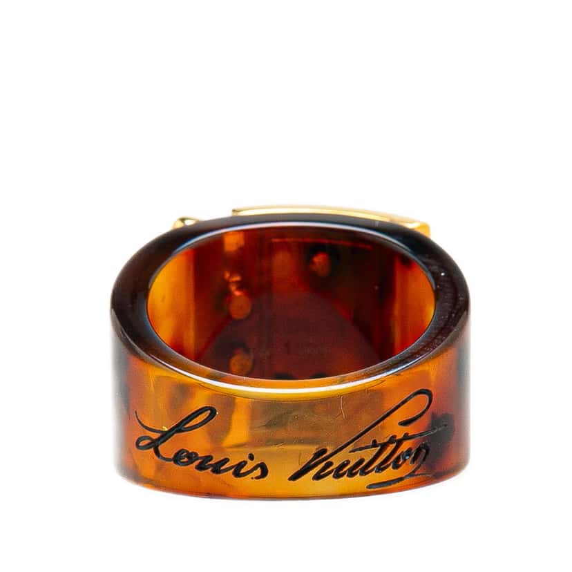 Louis Vuitton Gold Plated and Resin LockMe Ring Brown Good condition - Inside View