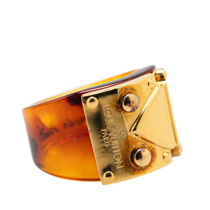Louis Vuitton Gold Plated and Resin LockMe Ring Brown Good condition - Box View
