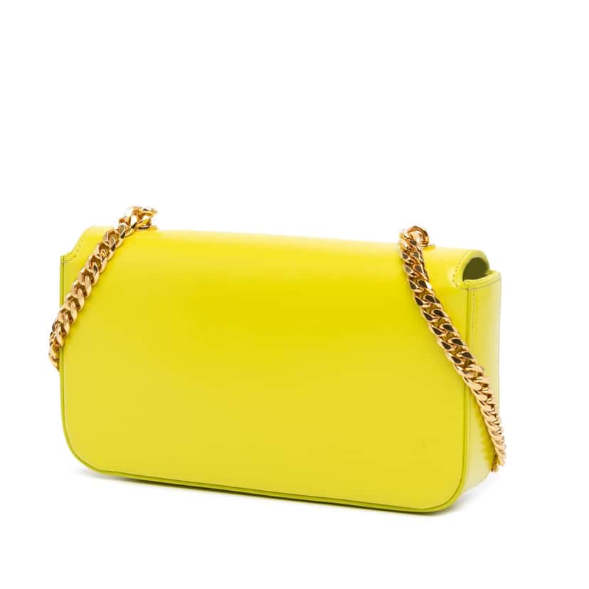 Celine Calfskin Cuir Triomphe Chain Shoulder Bag Yellow Leather Good condition - Back View
