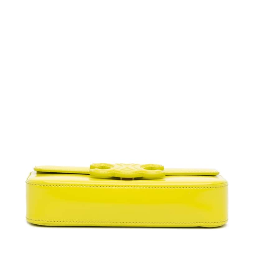 Celine Calfskin Cuir Triomphe Chain Shoulder Bag Yellow Leather Good condition - Inside View