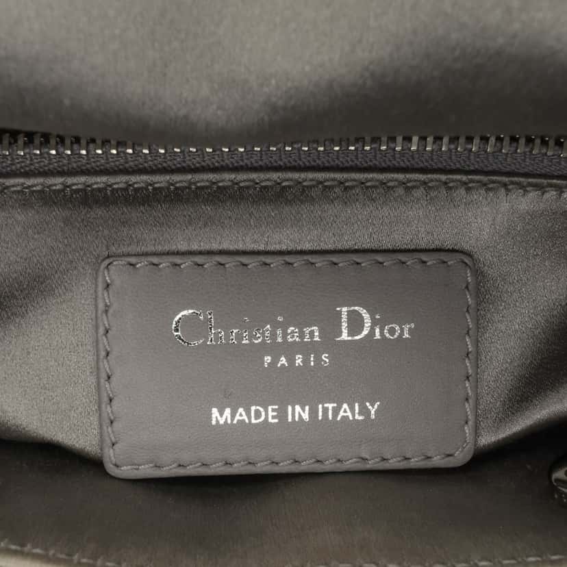 Dior Mini Satin Cannage Strass Crystal Embellished Lady Dior Grey Satin Good condition - Box View