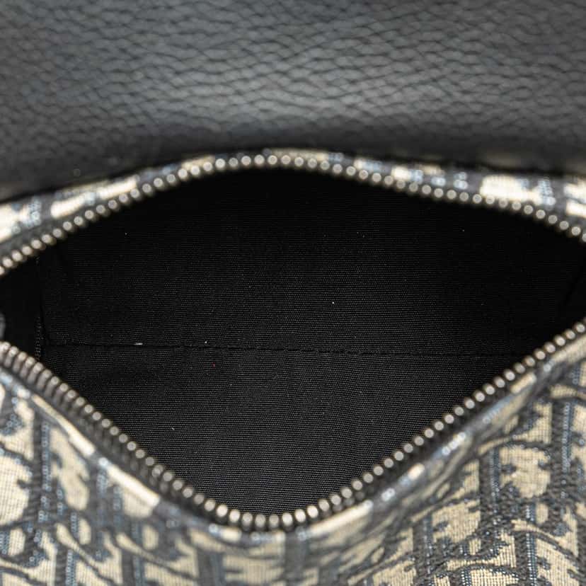 Dior Mini Oblique Canvas Roller Saddle Bag with Strap Black Canvas Good condition - Model View