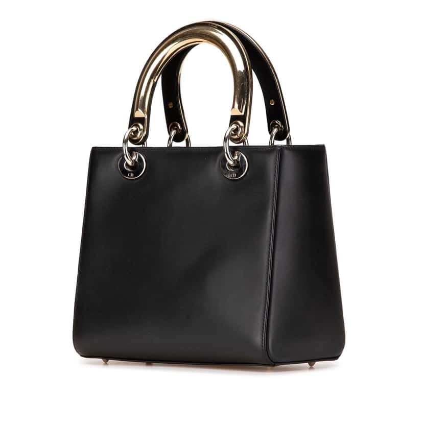 Dior Medium Calfskin Patch Embellished Lady Dior Black Leather Good condition - Back View