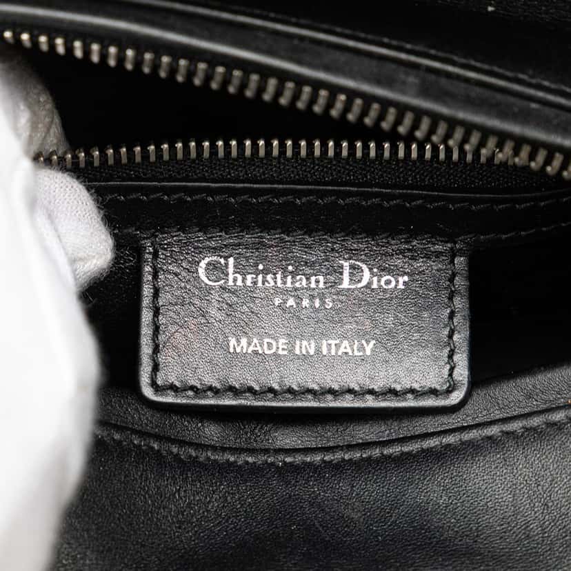 Dior Medium Calfskin Patch Embellished Lady Dior Black Leather Good condition - Box View