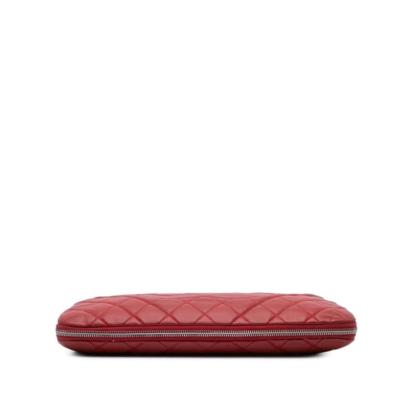 Chanel Quilted Caviar Expandable Zip Tote Red Leather Fair condition - Inside View