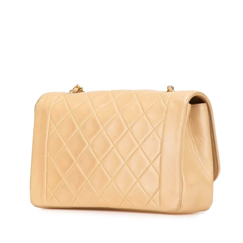 Chanel Medium Lambskin Diana Full Flap Brown Leather Good condition - Back View