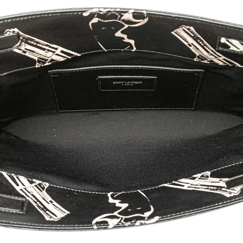 Saint Laurent Leather Gun Pop Print Clutch Black Leather Good condition - Model View