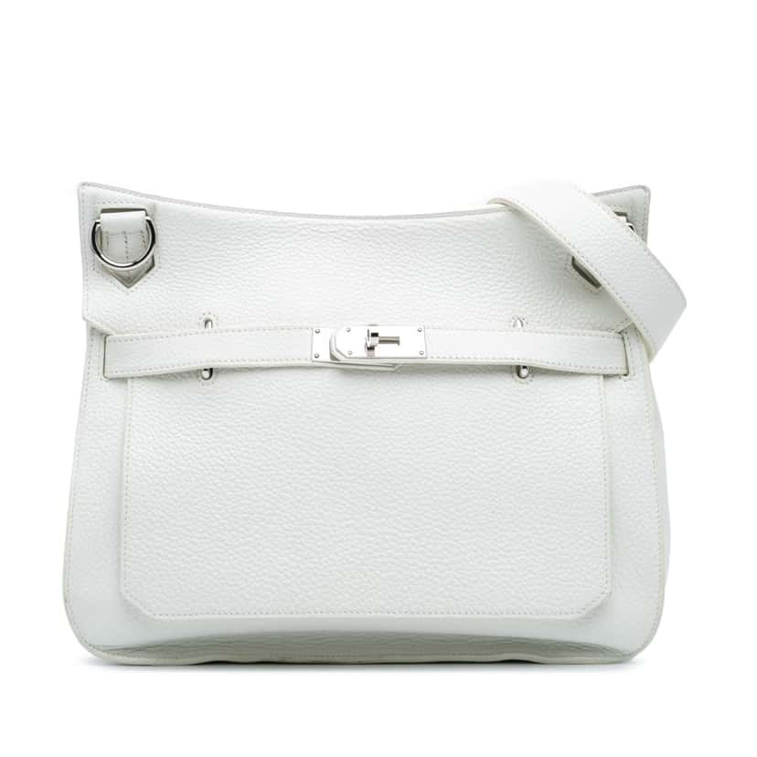 Hermès Clemence Jypsiere 34 White Leather Good condition - Front View