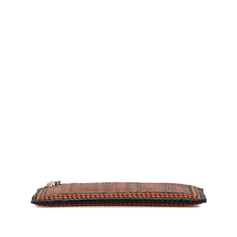 Prada Woven Goatskin Madras Zip Clutch Brown Leather Fair condition - Inside View