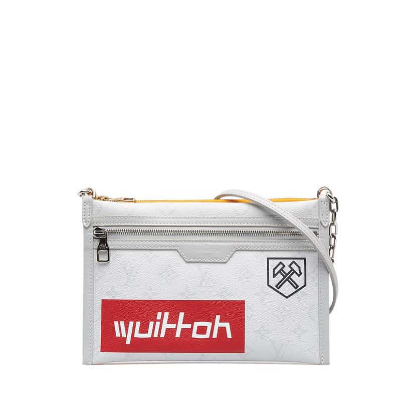 Louis Vuitton Monogram Antartica Double Flat Messenger Grey Canvas Good condition - Front View