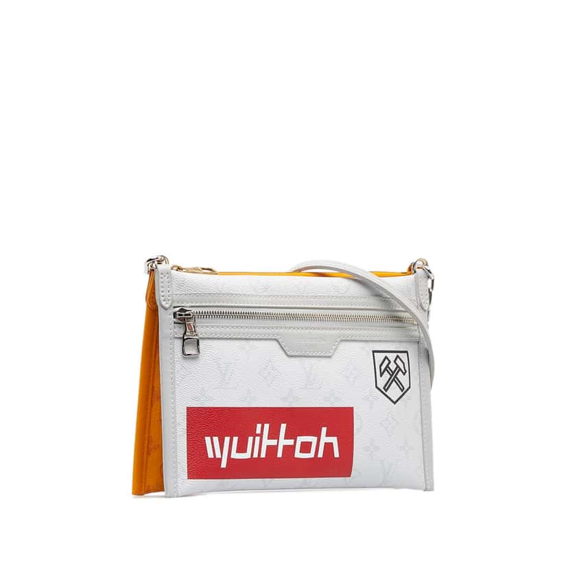 Louis Vuitton Monogram Antartica Double Flat Messenger Grey Canvas Good condition - Back View