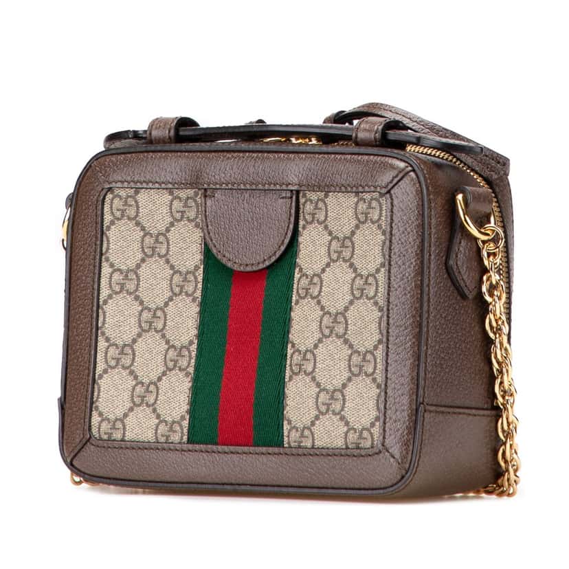 Gucci Mini GG Supreme Web Ophidia Satchel Brown Canvas Good condition - Back View