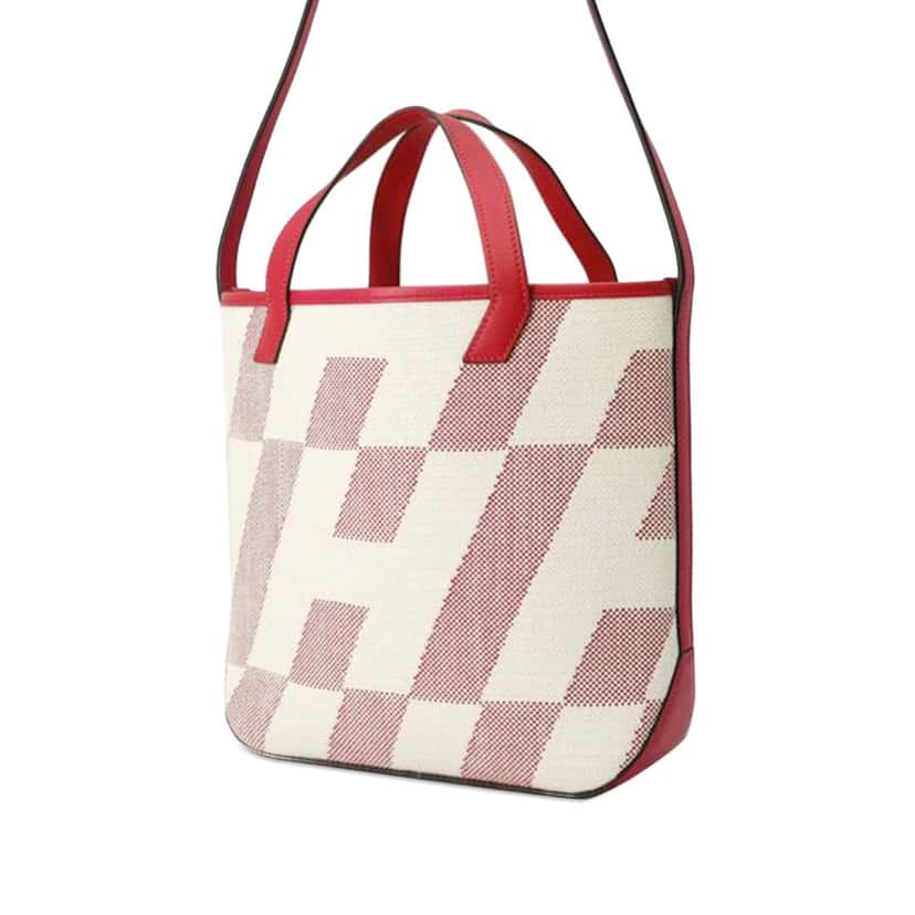 Hermès Toile and Swift Cabas H en Biais 27 Pink Canvas Good condition - Back View