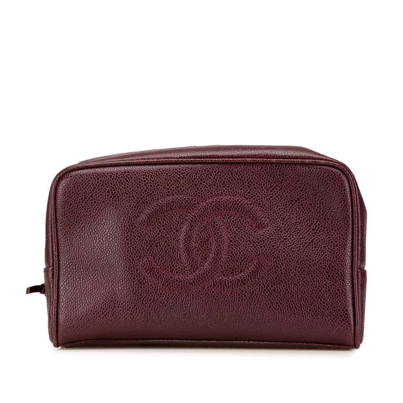Chanel CC Caviar Pouch Red Leather Good condition - Front View