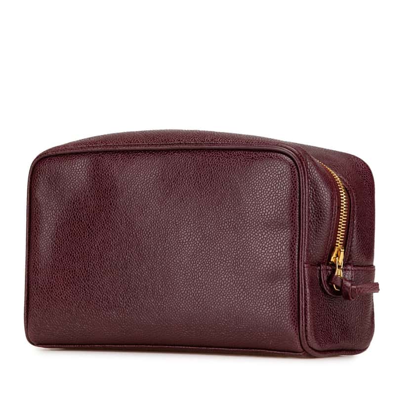 Chanel CC Caviar Pouch Red Leather Good condition - Back View