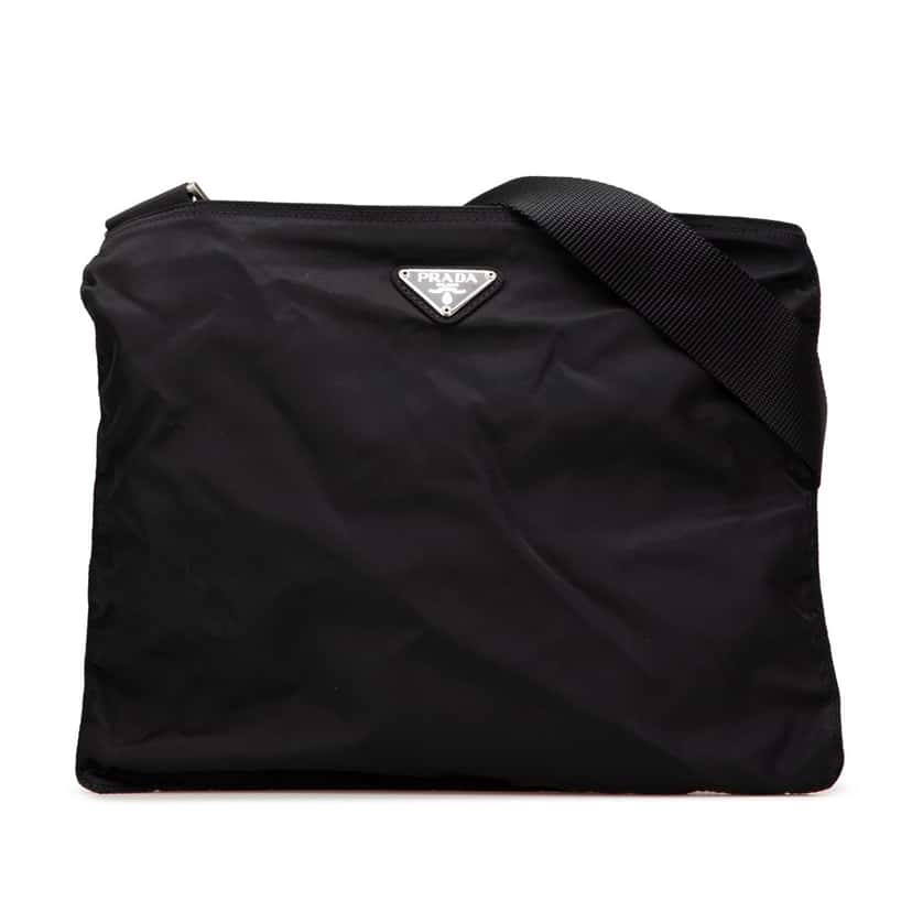 Prada Tessuto Zip Top Crossbody Black Good condition - Front View