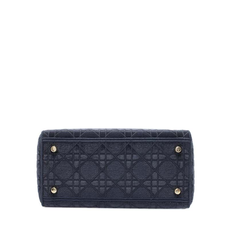 Dior Medium Velvet Cannage Lady D Lite Blue Velvet Good condition - Inside View