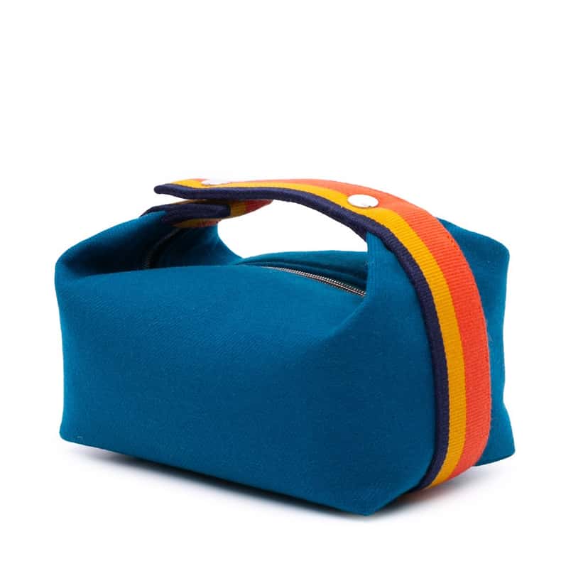 Hermès Small Wool Bride A Brac Rocabar Case Blue Wool Good condition - Back View