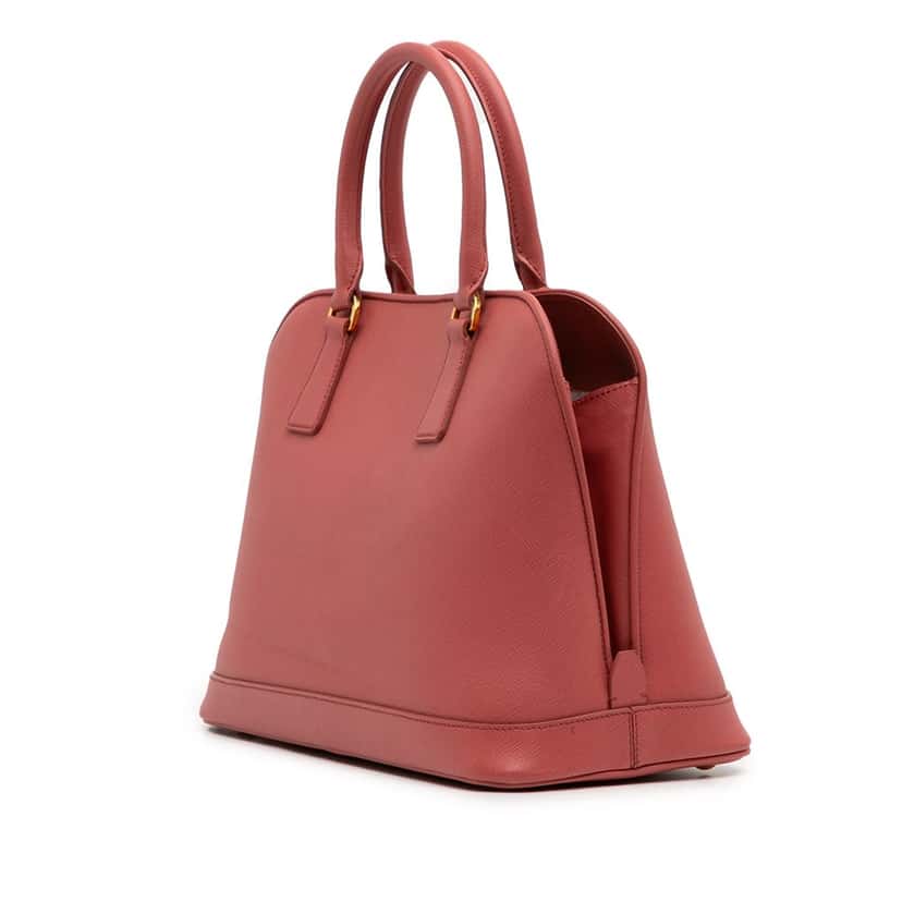 Prada Medium Saffiano Lux Open Promenade Satchel Pink Leather Good condition - Back View