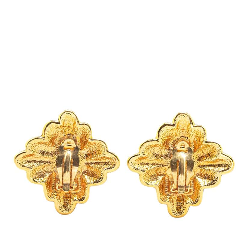 Chanel Gold Plated Faux Pearl Clip on Earrings Gold Metal Good condition - Back View