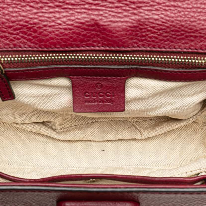Gucci Small Leather New Bamboo Satchel Red Leather Good condition - Model View