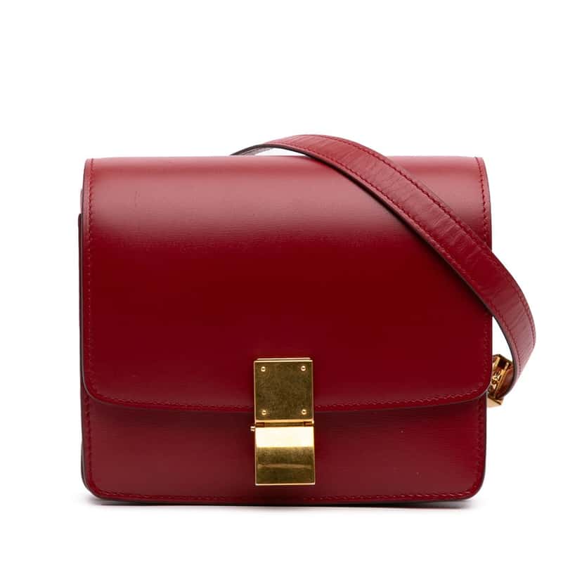 Celine Small Calfskin Classic Box Red Leather Good condition - Front View