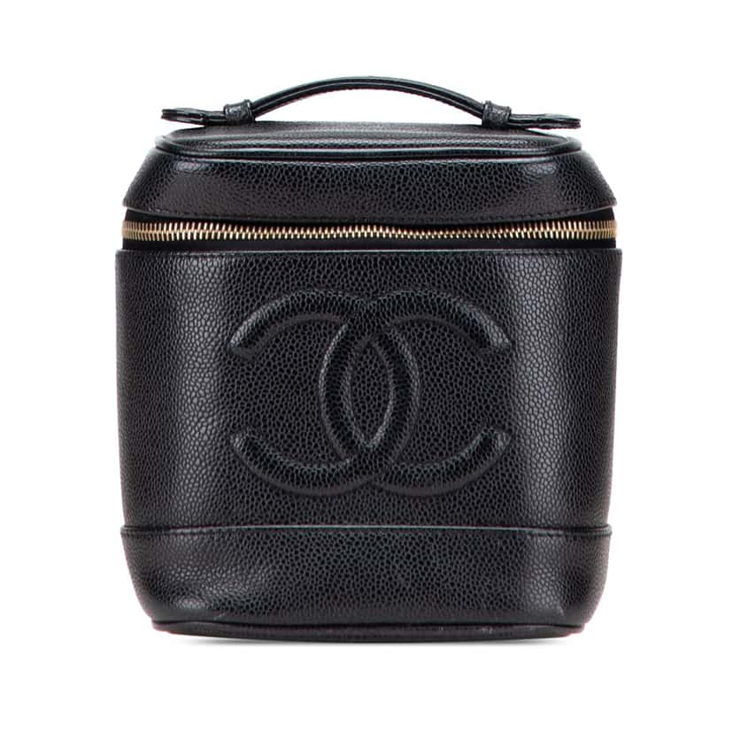 Chanel CC Caviar Vanity Bag Black Leather Good condition - Front View