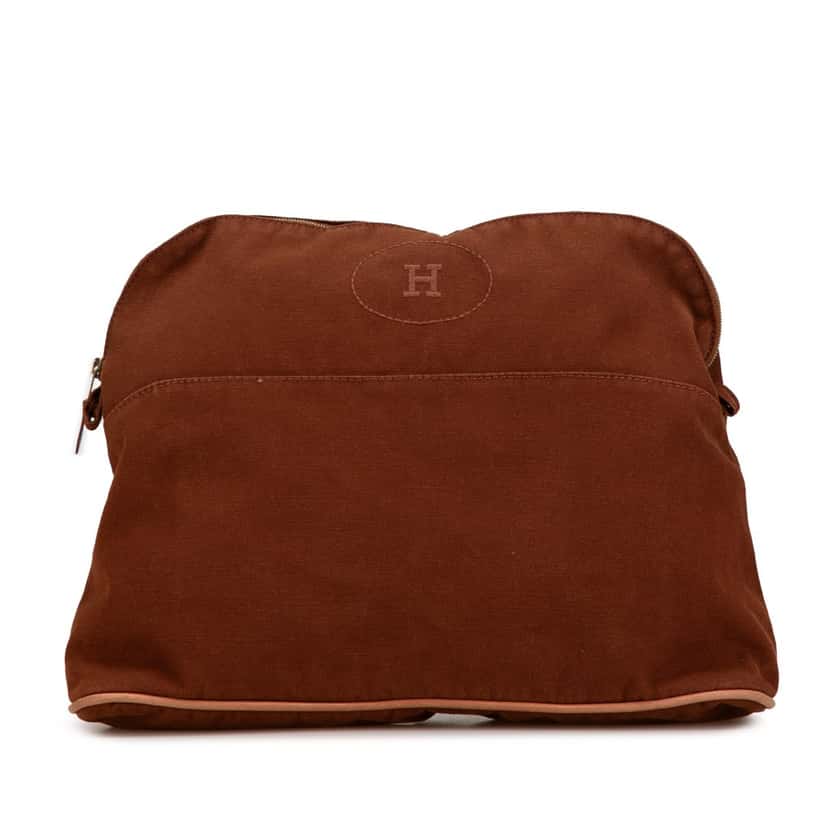 Hermès Toile Bolide Trousse de Voyage GM Brown Canvas Fair condition - Front View