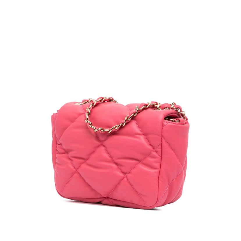Chanel Mini Quilted Calfskin Bubbly Flap Pink Leather Good condition - Back View