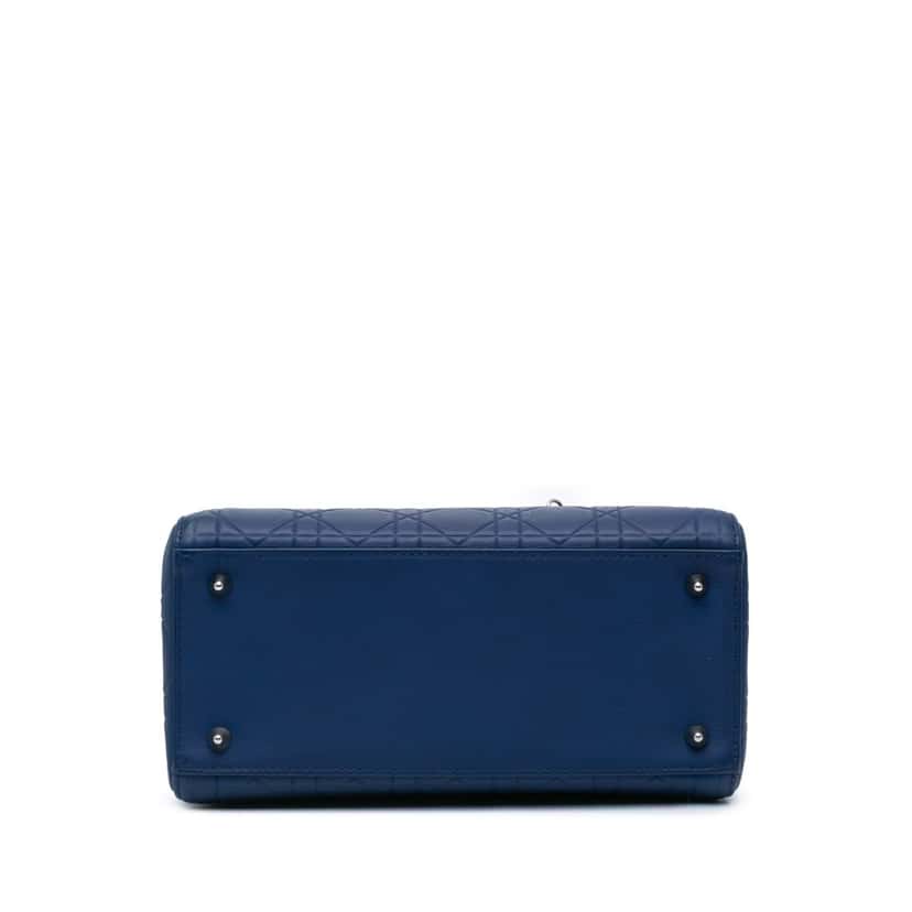 Dior Medium Ultra Matte Calfskin Cannage Embossed Lady Dior Blue Leather Good condition - Inside View