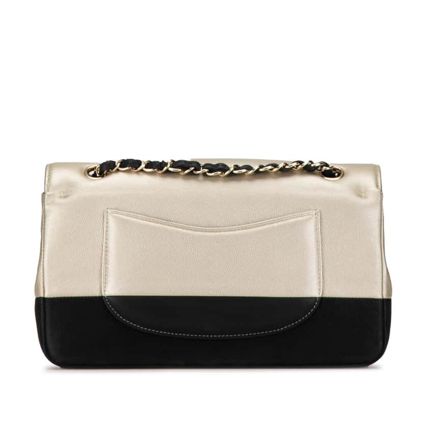 Chanel Medium Classic Bicolor Caviar Double Flap Silver Leather Good condition - Inside View