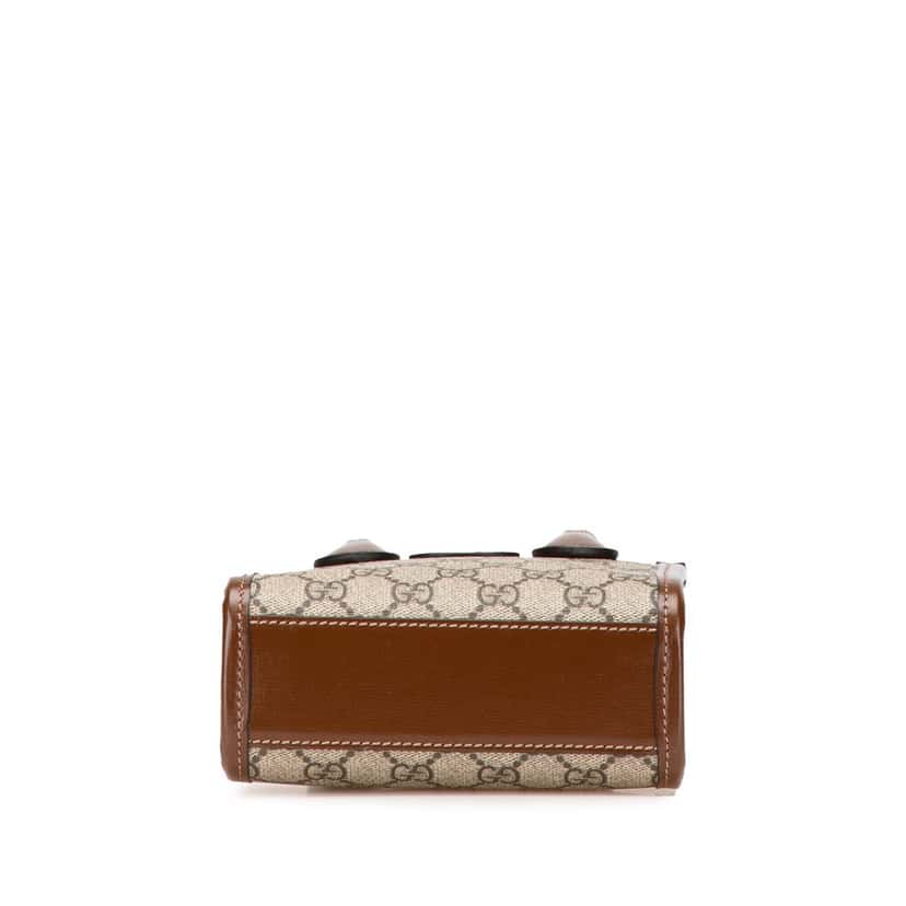 Gucci Mini GG Supreme Interlocking G Satchel Brown Canvas Good condition - Inside View