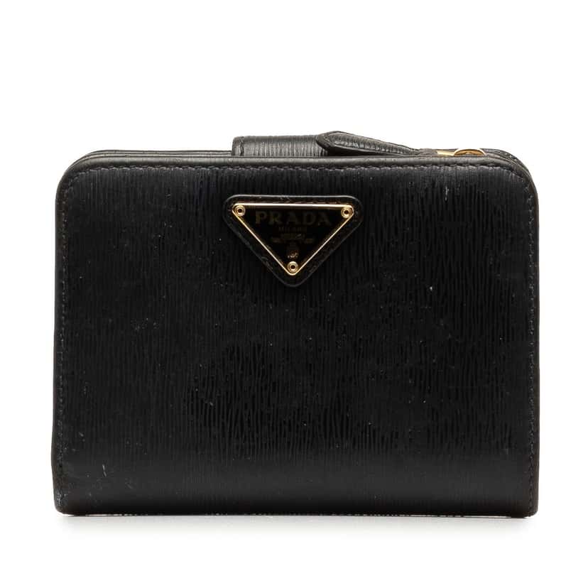 Prada Vitello Move Small Wallet Black Leather Good condition - Front View