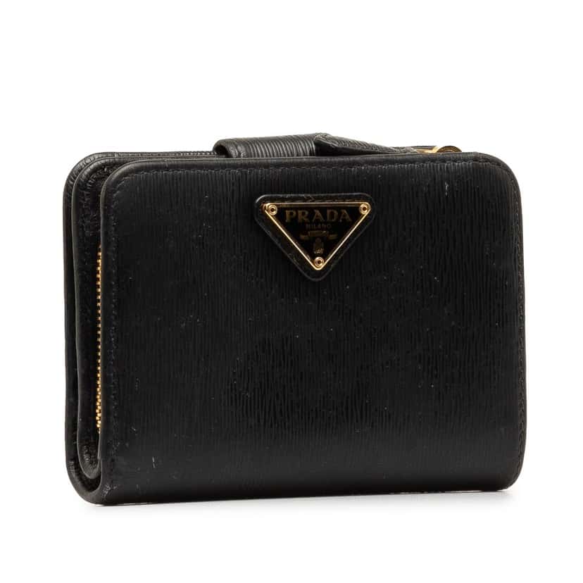 Prada Vitello Move Small Wallet Black Leather Good condition - Back View