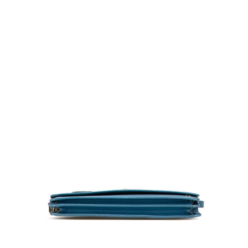 Prada Saffiano Wallet on Strap Blue Leather Good condition - Inside View