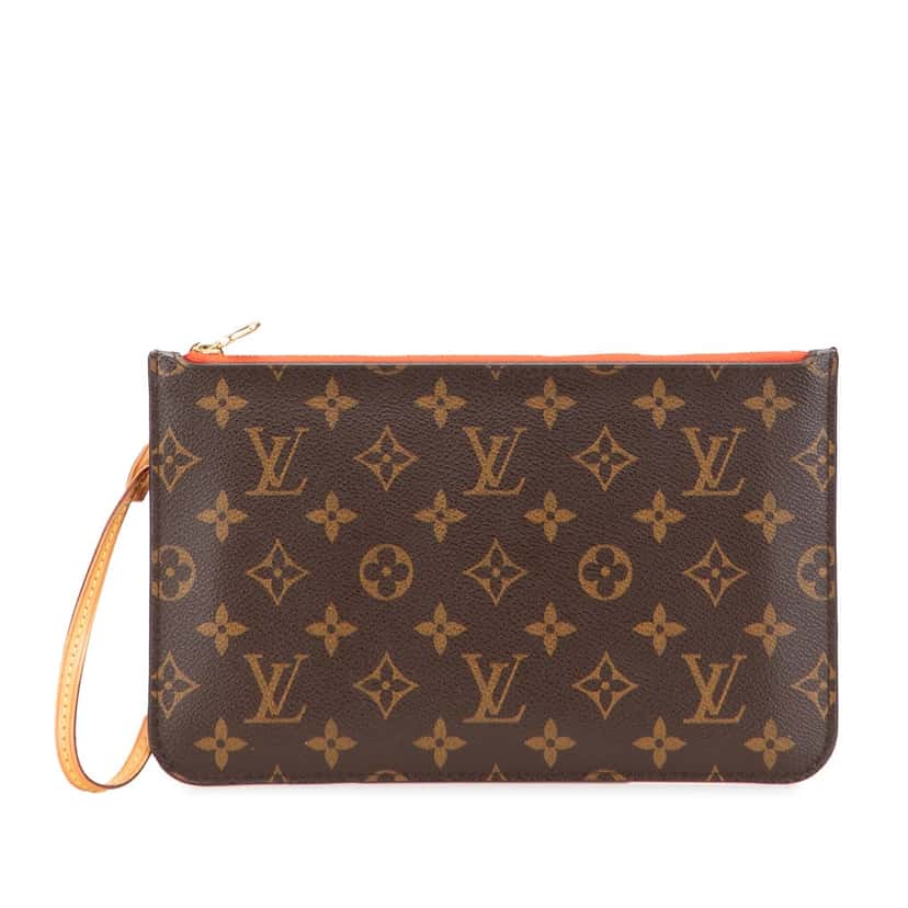 Louis Vuitton Monogram Neverfull Pouch Brown Canvas Fair condition - Front View