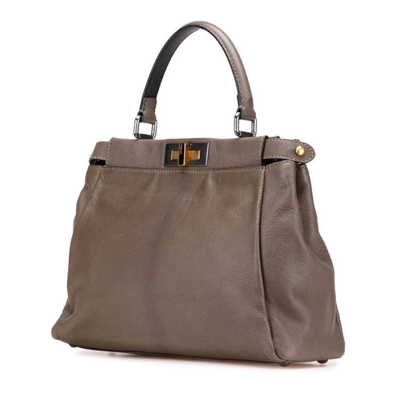 Fendi Medium Calfskin Peekaboo Iconic Satchel Brown Leather Good condition - Back View