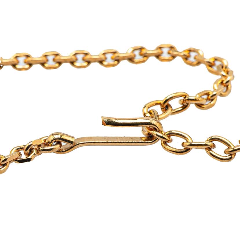 Chanel Gold Plated CC Resin and Faux Pearl Pendant Necklace Gold Metal Good condition - Inside View