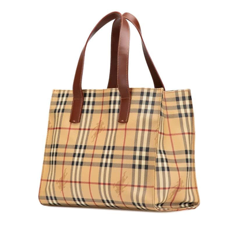 Burberry Haymarket Check Coated Canvas Tote Brown Canvas Good condition - Back View