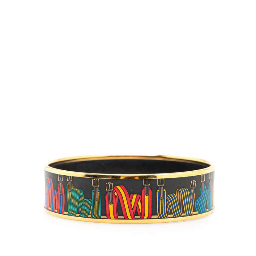 Hermès Wide Les Sangles Enamel Bangle 65 Black Good condition - Inside View