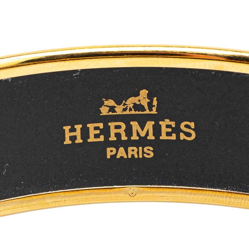 Hermès Wide Les Sangles Enamel Bangle 65 Black Good condition - Box View